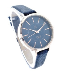 Дамски марков часовник със синя кожена каишка POLO