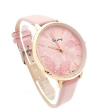 Красив дамски часовник с пеперуди в розово