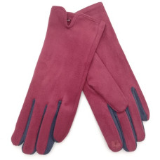 Стилни дамски ръкавици в бордо с цветни пръсти