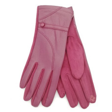 Стилни дамски ръкавици в бордо от памук и кожа
