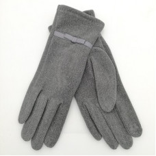 Дамски ръкавици с панделка в сиво