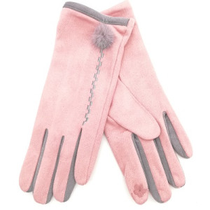 Дамски ръкавици в розово елегантен зимен модел