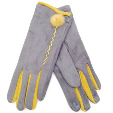 Дамски зимни ръкавици в сиво с пух