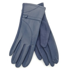 Луксозни дамски ръкавици с копче в тъмно син цвят