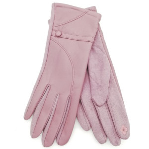 Зимни дамски ръкавици с копче в лилаво