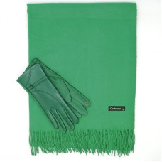 Дамски зимен комплект -Шал и ръкавици в зелено