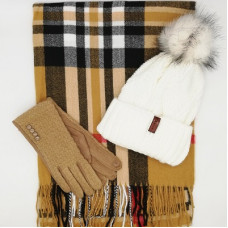 Дамски зимен комплект BURBERRY -Шал, шапка и ръкавици