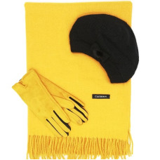 Кашмирен шал, шапка и ръкавици в горчица-Дамски зимен комплект