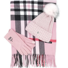 Зимен дамски комплект Burberry в розово-Шал, шапка и ръкавици