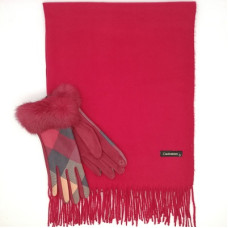 Комплект шал и ръкавици бордо – Луксозен подарък за жена