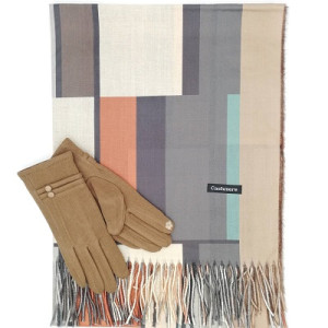 Дамски зимен комплект шал и ръкавици-Подарък за жена