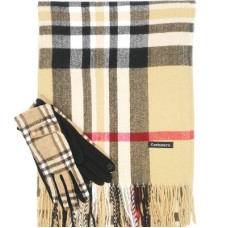 Дамски шал и ръкавици комплект в бежов цвят| Burberry 