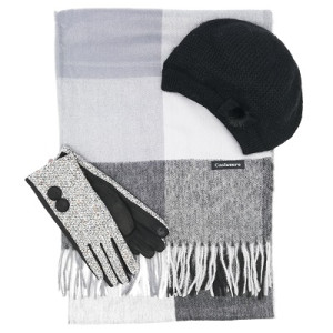 Дамски кашмирен шал, шапка и ръкавици-Зимен комплект 