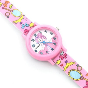 Розов детски часовник за момиче с картинка на принцеса 