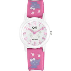 Детски часовник за момиче в розово с коте и лапички Q&Q - V23A-001VY