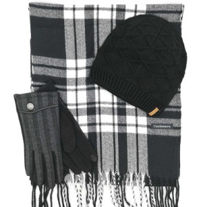 Луксозен подаръчен комплект за мъж-шапка, шал и ръкавици Burberry