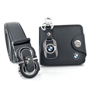 Мъжки комплект Bmw-колан, портфейл и ключодържател