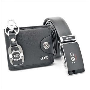 Подаръчен комплект за мъж Audi портфейл, колан и ключодържател