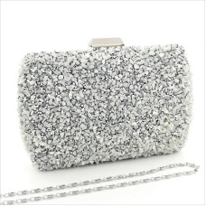 Официална чанта клъч с естествени камъни в сребристо