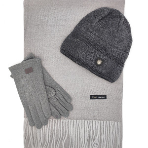 Лускзеон мъжки комплект в сиво-Шал, шапка и ръкавици