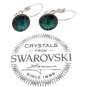 Висящи обеци с кристал Сваровски в зелено Emerald Висящи обеци с кристал Сваровски в зелено Emerald