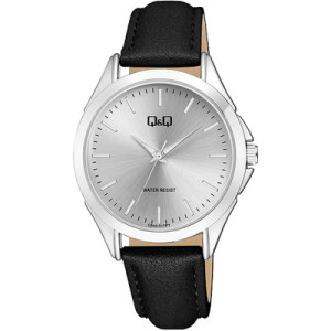 Дамски аналогов часовник с черна кожена каишка Q&Q - C04A-017PY