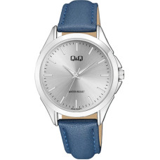 Дамски аналогов часовник в синьо с кожена каишка Q&Q - C04A-020PY