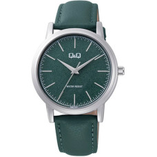Дамски часовник с кожена каишка в тъмно зелен цвят Q&Q - Q59B-003PY