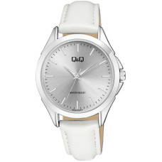Дамски часовник в бяло с кожена каишка Q&Q - C04A-024PY