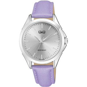 Дамски часовник в лилаво с кожена каишка Q&Q - C04A-018PY