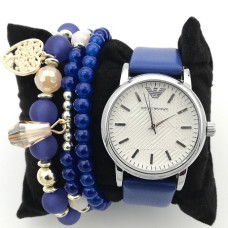Дамски часовник с гривна-Комплект в турско синьо