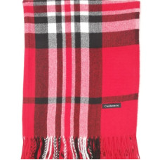 Дамски кашмирен шал в червено с ресни BURBERRY