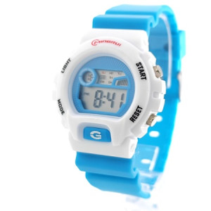 Електронен детски часовник с аларма в синьо и бяло