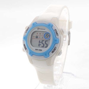 Детски ръчен часовник с електронен циферблат и бяла силиконова каишка 