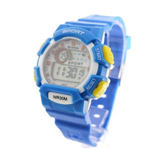 Електронен детски часовник за момче в синьо с жълти копчета