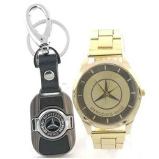 Мъжки комплект за подарък Мерцедес аксесоари-Часовник и ключодържател