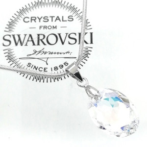 Колие Сваровски с овален кристал-AB Колие Сваровски с овален кристал-AB
