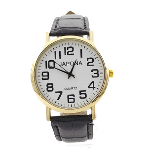 Мъжки часовник с големи черни цифри и златист корпус