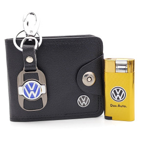 VW подаръци -Комплект аксесоари портфейл, запалка и ключодържател за мъж VW подаръци -Комплект аксесоари портфейл, запалка и ключодържател за мъж
