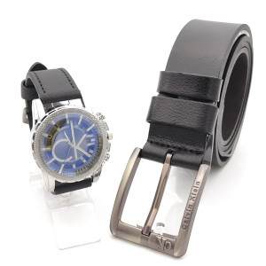 Марков подаръчен комплект за мъж от 2 части-Часовник и колан естествена кожа Марков подаръчен комплект за мъж от 2 части-Часовник и колан естествена кожа