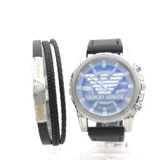 Подаръчен комплект за мъж – Марков часовник и гривна от естествена кожа Подаръчен комплект за мъж – Марков часовник и гривна от естествена кожа