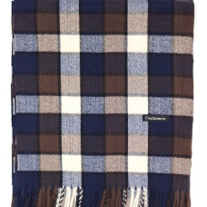 Мъжки шал от кашмир в синьо и кафяво каре – стил и комфорт