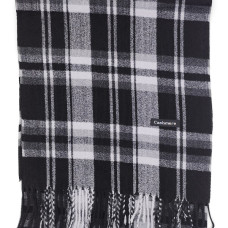 Мъжки кашмирен шал в черно и сиво с дълги ресни Мъжки кашмирен шал в черно и сиво с дълги ресни