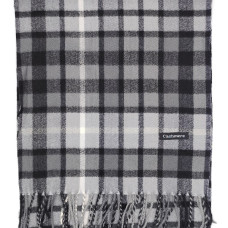 Мъжки шал кашмир в сиво и черно каре – стилен аксесоар към риза или палто