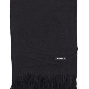 Класически черен мъжки шал от кашмир едноцветен Класически черен мъжки шал от кашмир едноцветен