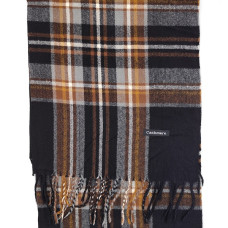 Мъжки кашмирен шал в черно и кафяво с ресни Мъжки кашмирен шал в черно и кафяво с ресни