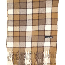 Мъжки шал в бежово на квадрати кашмирен Мъжки шал в бежово на квадрати кашмирен