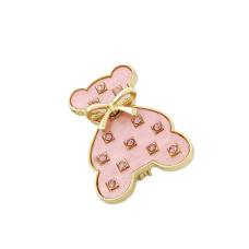 Брошка розово мече със златист обков