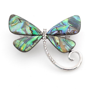 Дизайнерска брошка с кралски седеф и сребрист обков