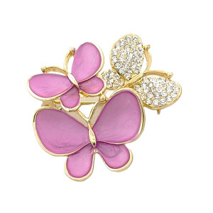 Красива брошка за дреха три пеперуди розови Красива брошка за дреха три пеперуди розови
